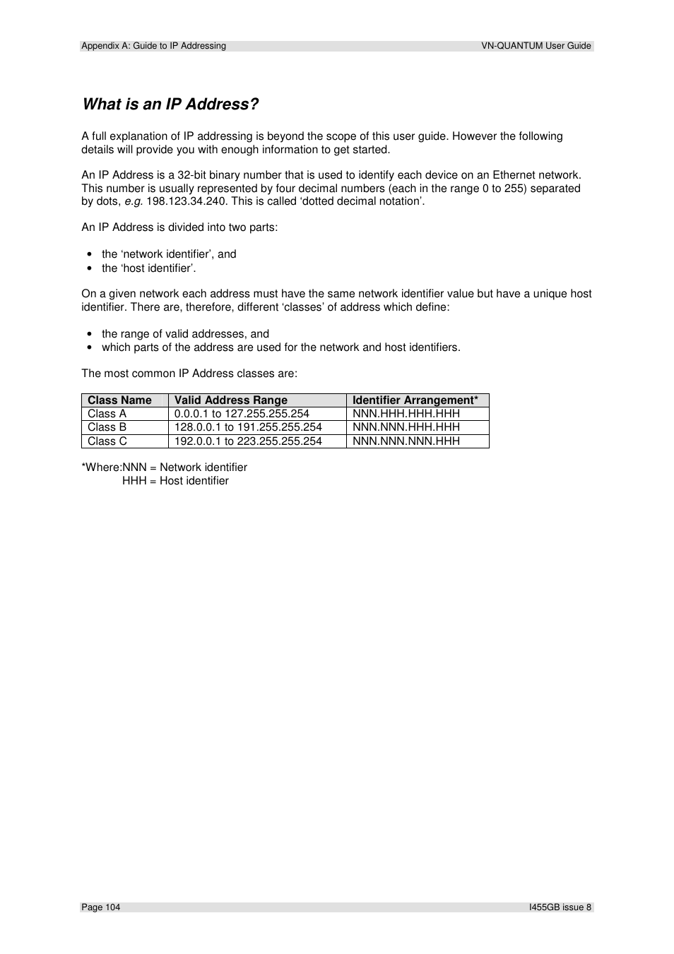 What is an ip address | Extron Electronics VN-QUANTUM User Guide User Manual | Page 104 / 109