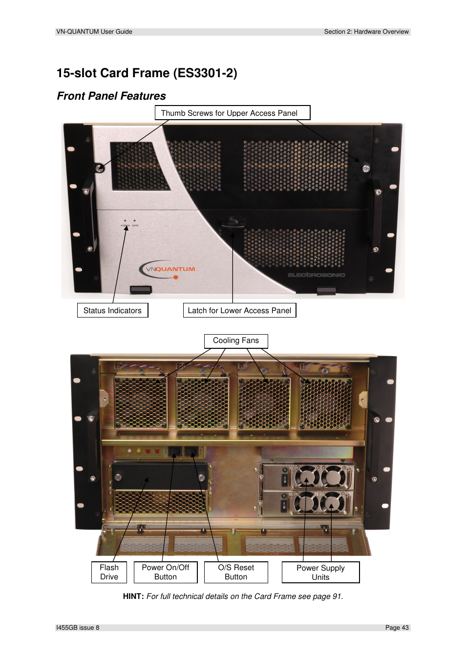 Front panel features | Extron Electronics VN-QUANTUM User Guide User Manual | Page 43 / 109
