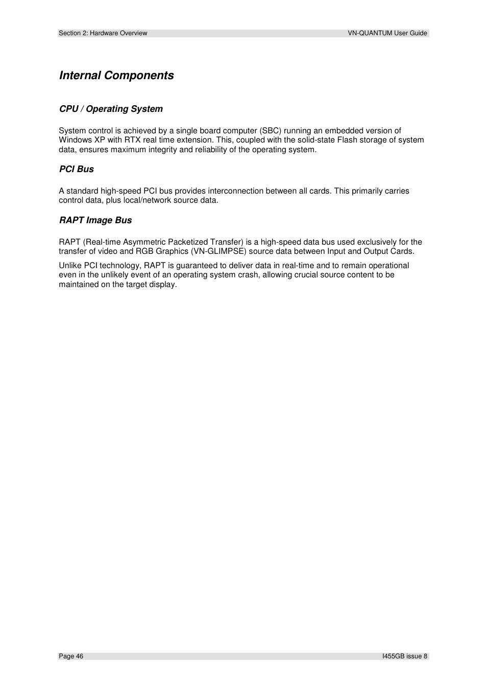 Internal components | Extron Electronics VN-QUANTUM User Guide User Manual | Page 46 / 109