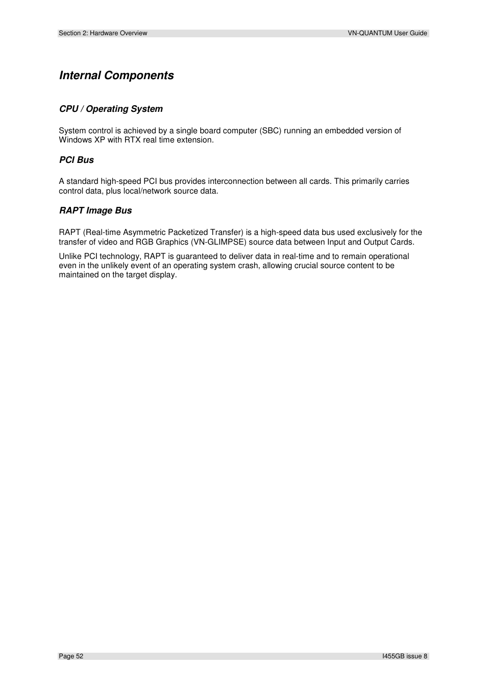 Internal components | Extron Electronics VN-QUANTUM User Guide User Manual | Page 52 / 109