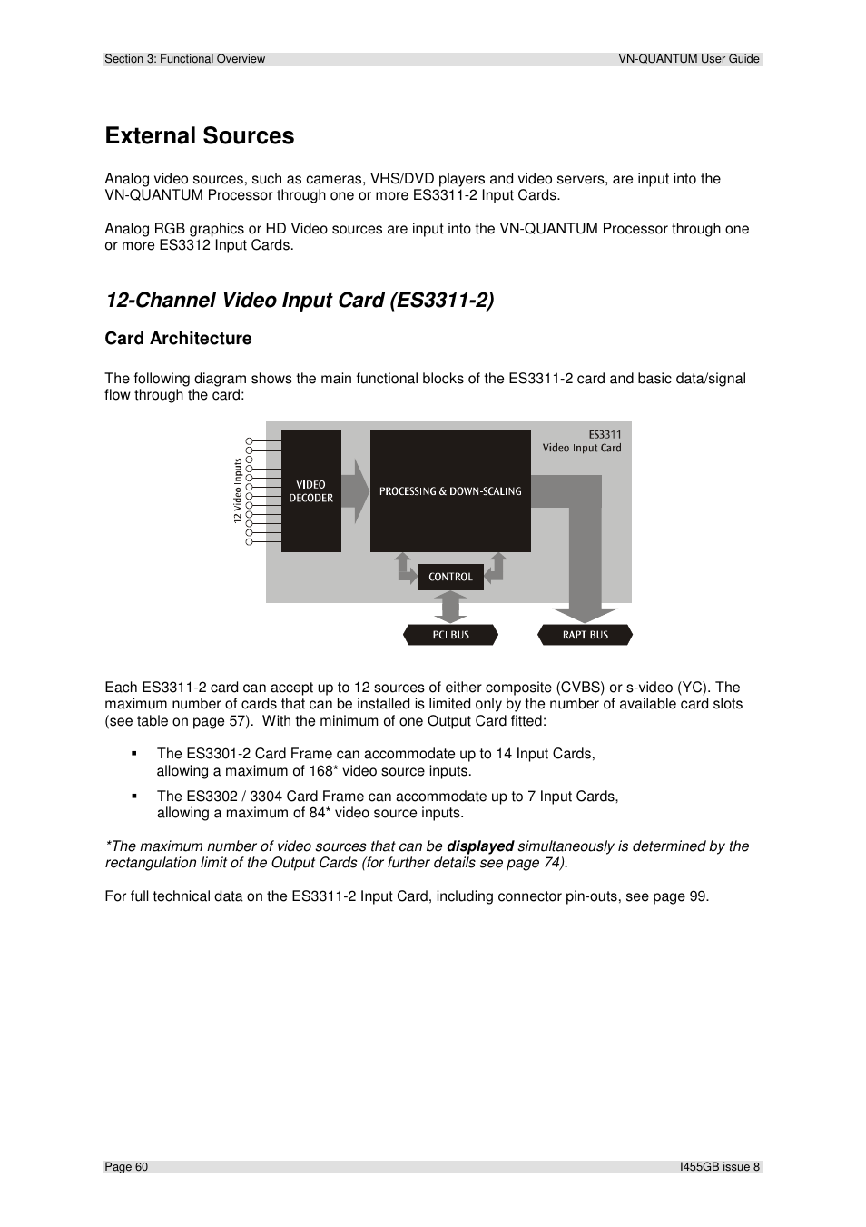 External sources, Card architecture | Extron Electronics VN-QUANTUM User Guide User Manual | Page 60 / 109