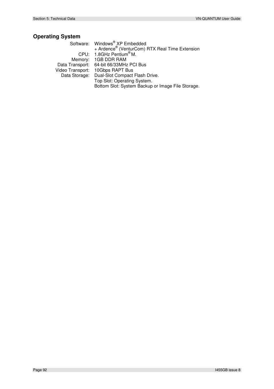 Operating system | Extron Electronics VN-QUANTUM User Guide User Manual | Page 92 / 109