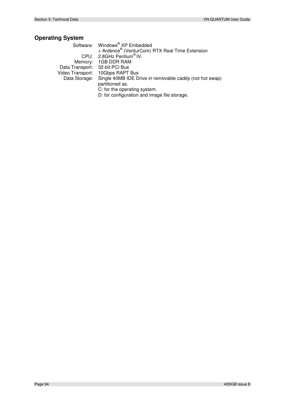Operating system | Extron Electronics VN-QUANTUM User Guide User Manual | Page 94 / 109