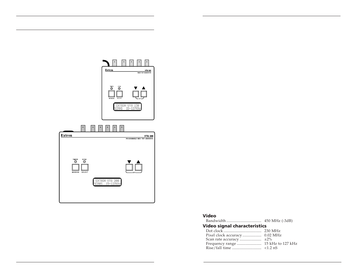 Specifications | Extron Electronics VTG 200 User Guide User Manual | Page 5 / 25