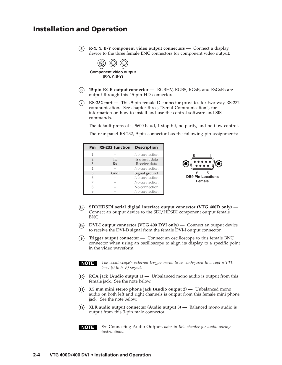 Installation and operation | Extron Electronics VTG 400D_400 DVI User Guide User Manual | Page 14 / 88