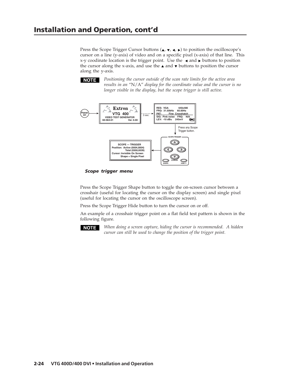 Installation and operation, cont’d | Extron Electronics VTG 400D_400 DVI User Guide User Manual | Page 34 / 88
