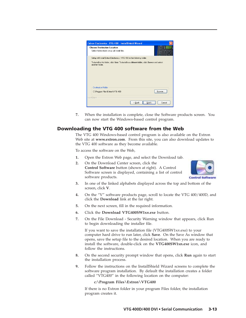 Downloading the vtg 400 software from the web | Extron Electronics VTG 400D_400 DVI User Guide User Manual | Page 49 / 88