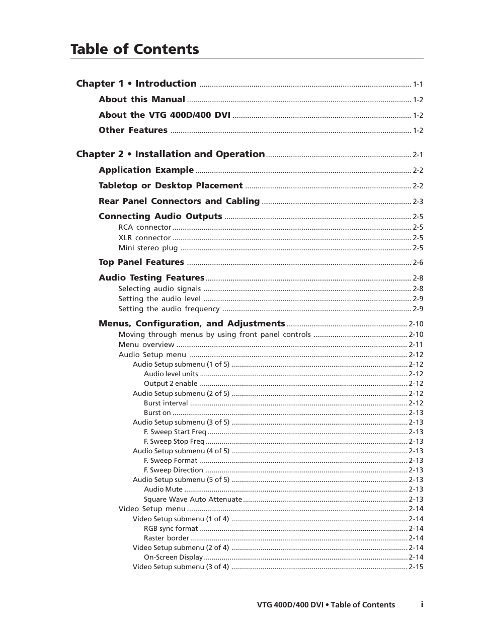 Extron Electronics VTG 400D_400 DVI User Guide User Manual | Page 5 / 88
