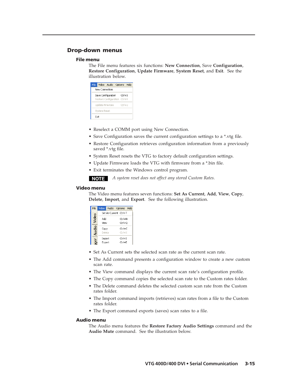 Drop-down menus | Extron Electronics VTG 400D_400 DVI User Guide User Manual | Page 51 / 88