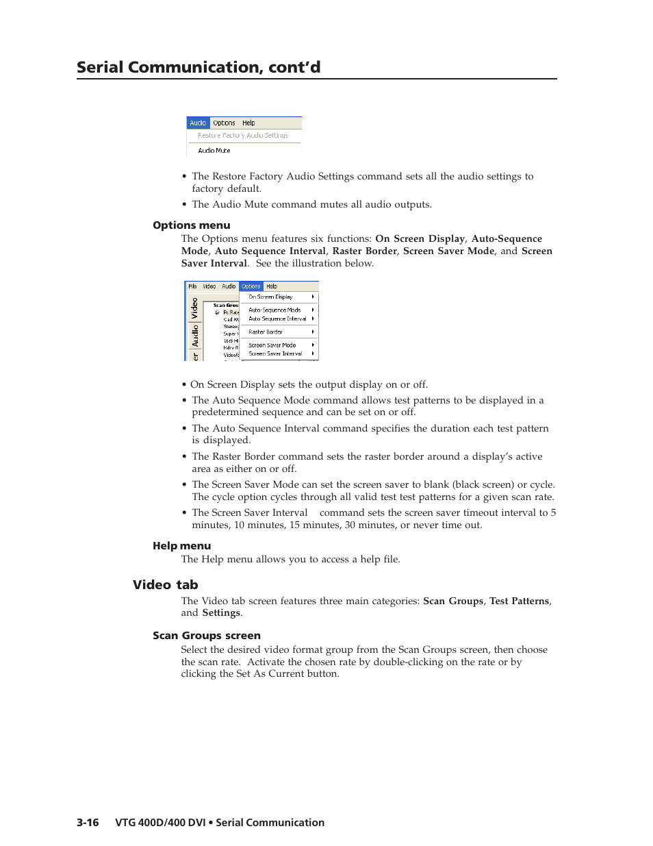 Serial communication, cont’d | Extron Electronics VTG 400D_400 DVI User Guide User Manual | Page 52 / 88