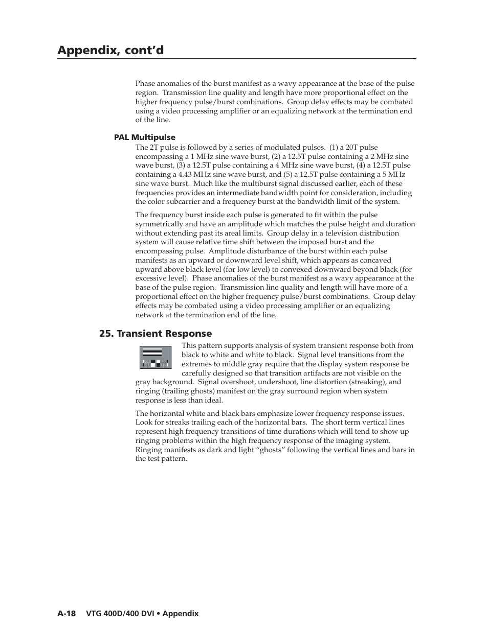 Appendix, cont’d, Transient response | Extron Electronics VTG 400D_400 DVI User Guide User Manual | Page 82 / 88