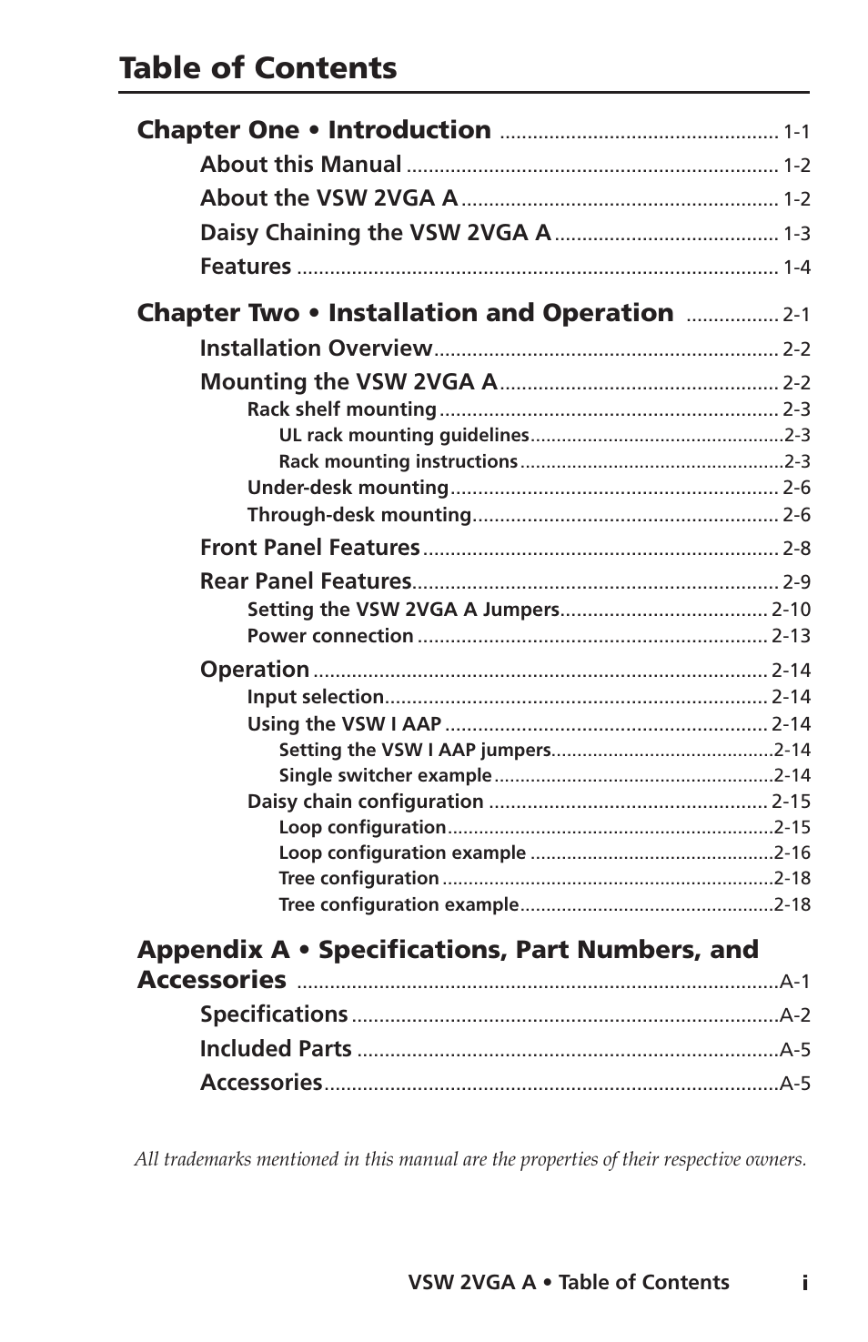 Extron Electronics VSW 2VGA A User Guide User Manual | Page 5 / 40