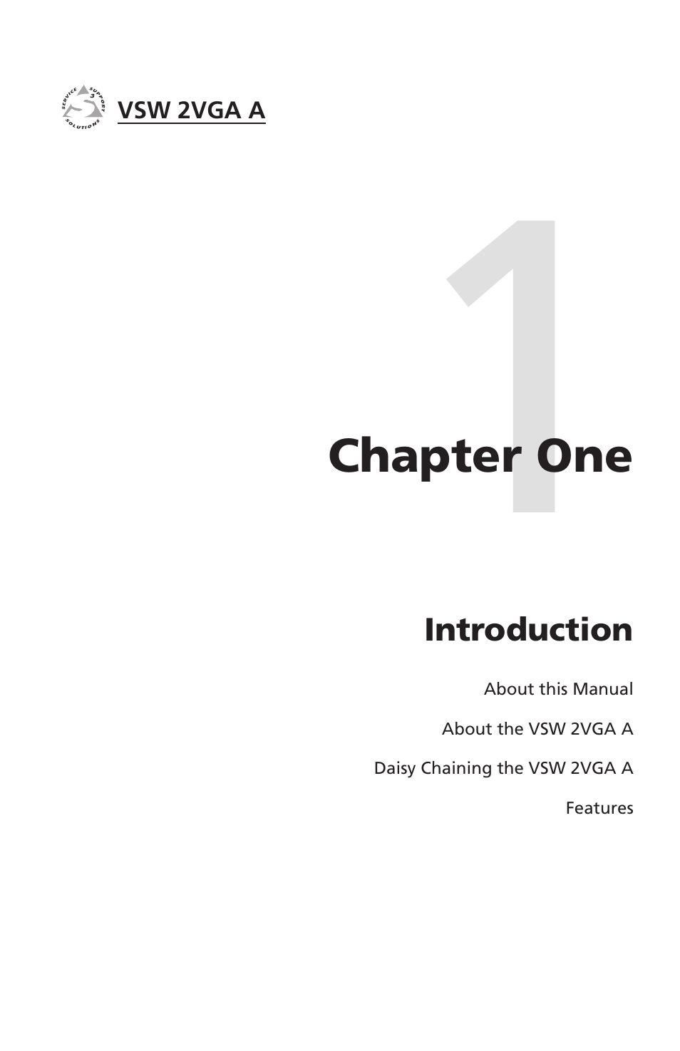 Chapter one, Introduction, Chapter one • introduction | Extron Electronics VSW 2VGA A User Guide User Manual | Page 7 / 40