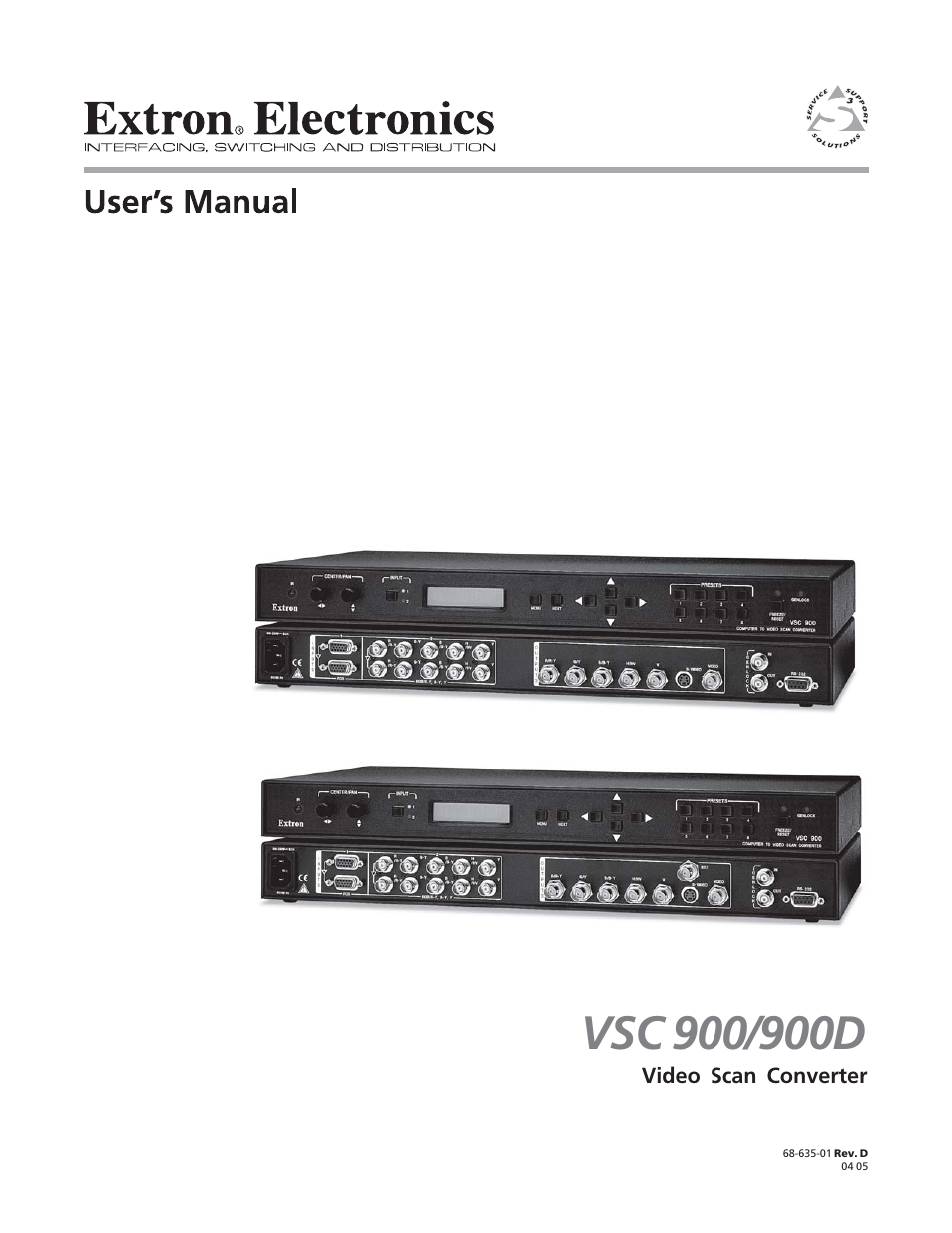 Extron Electronics VSC 900_900D User Guide User Manual | 50 pages