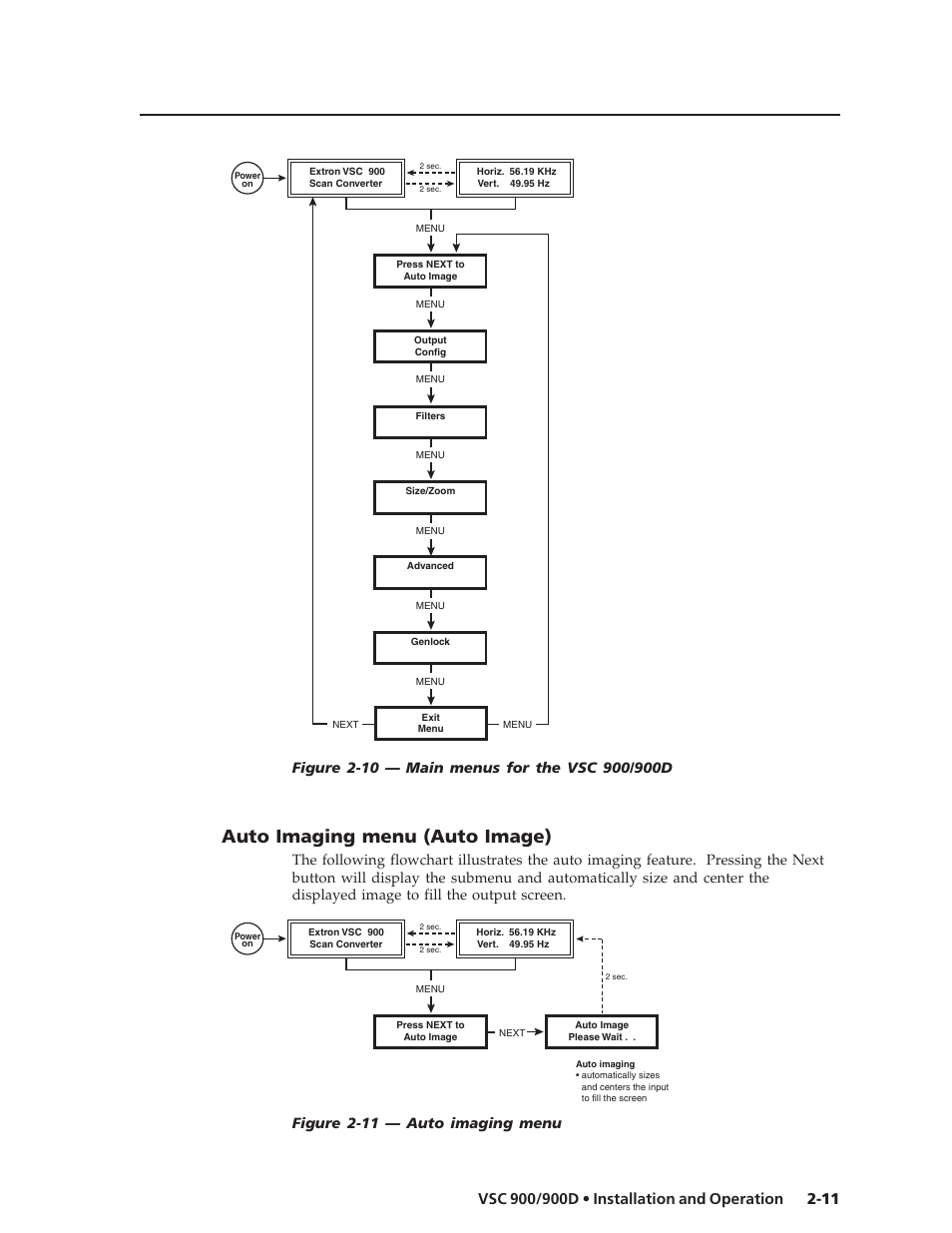 Auto imaging menu (auto image), Figure 2-11 — auto imaging menu | Extron Electronics VSC 900_900D User Guide User Manual | Page 19 / 50