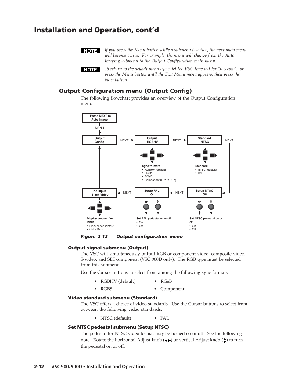 Installation and operation, cont’d, Output configuration menu (output config) | Extron Electronics VSC 900_900D User Guide User Manual | Page 20 / 50