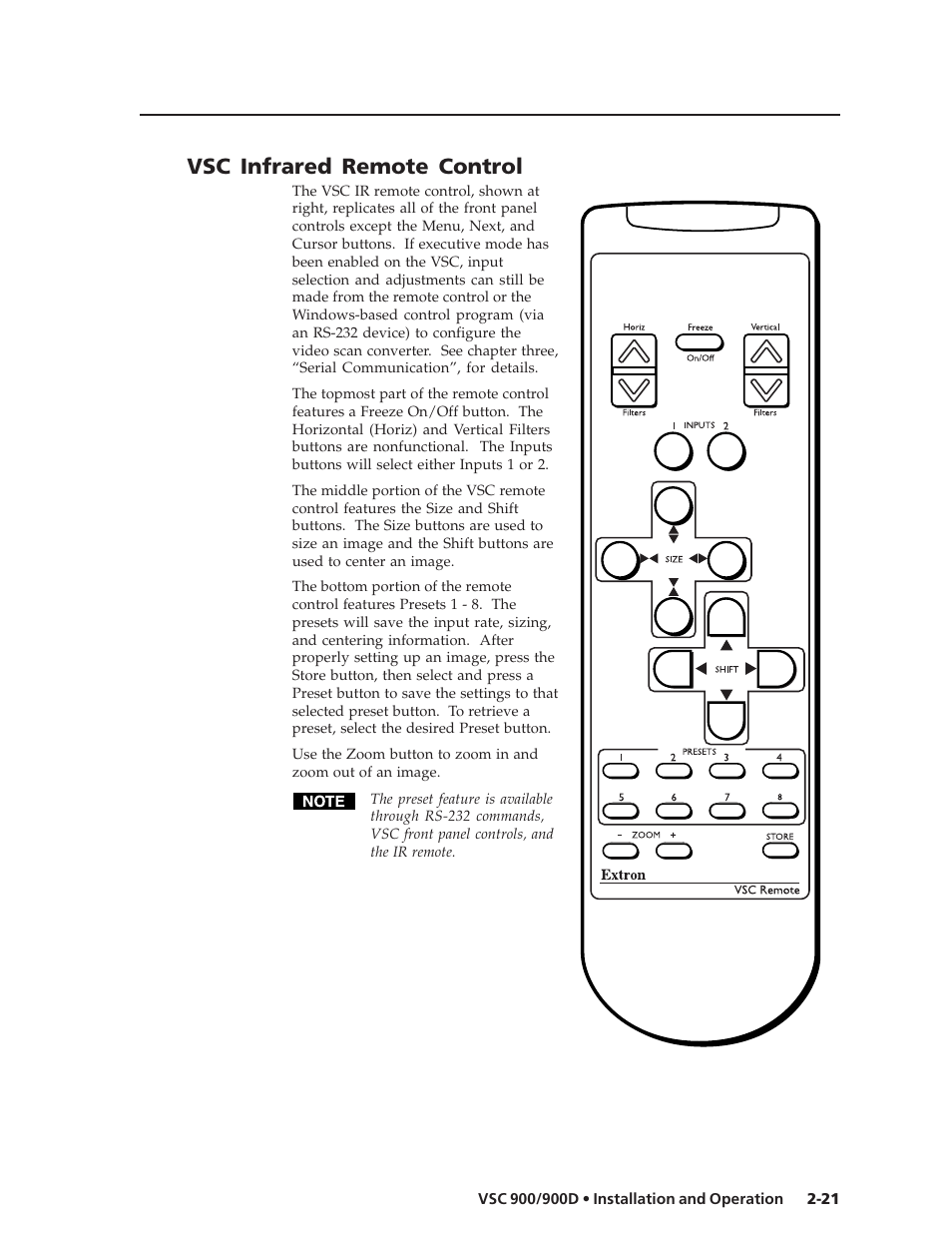 Vsc infrared remote control | Extron Electronics VSC 900_900D User Guide User Manual | Page 29 / 50