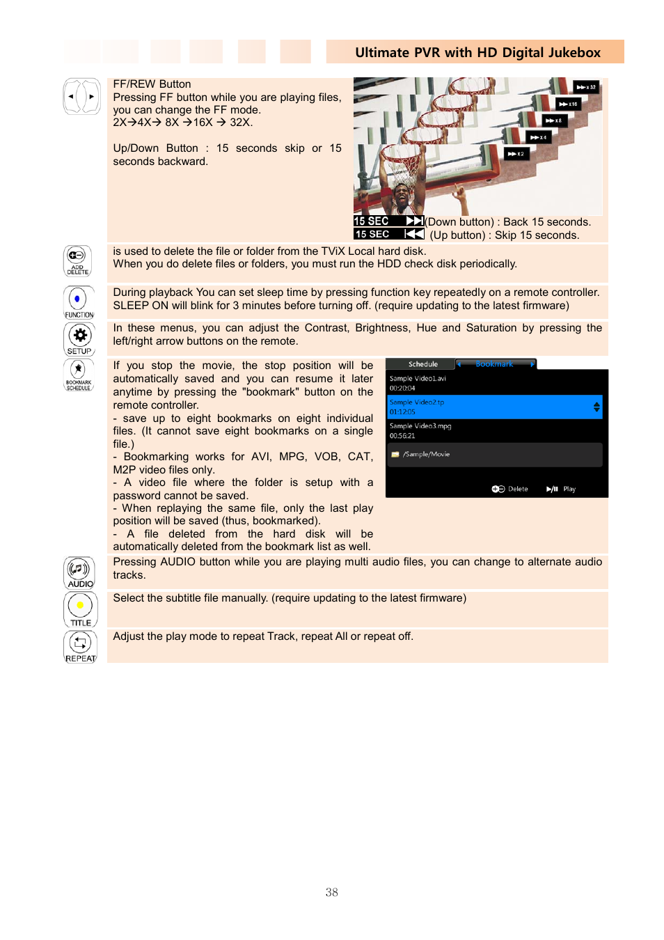 Ultimate pvr with hd digital jukebox | DVico TVIX PVR R-2230 User Manual | Page 38 / 68