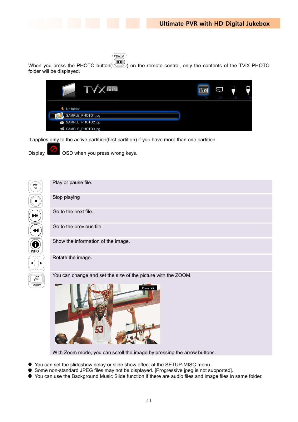 Ultimate pvr with hd digital jukebox, 4 image playback | DVico TVIX PVR R-2230 User Manual | Page 41 / 68
