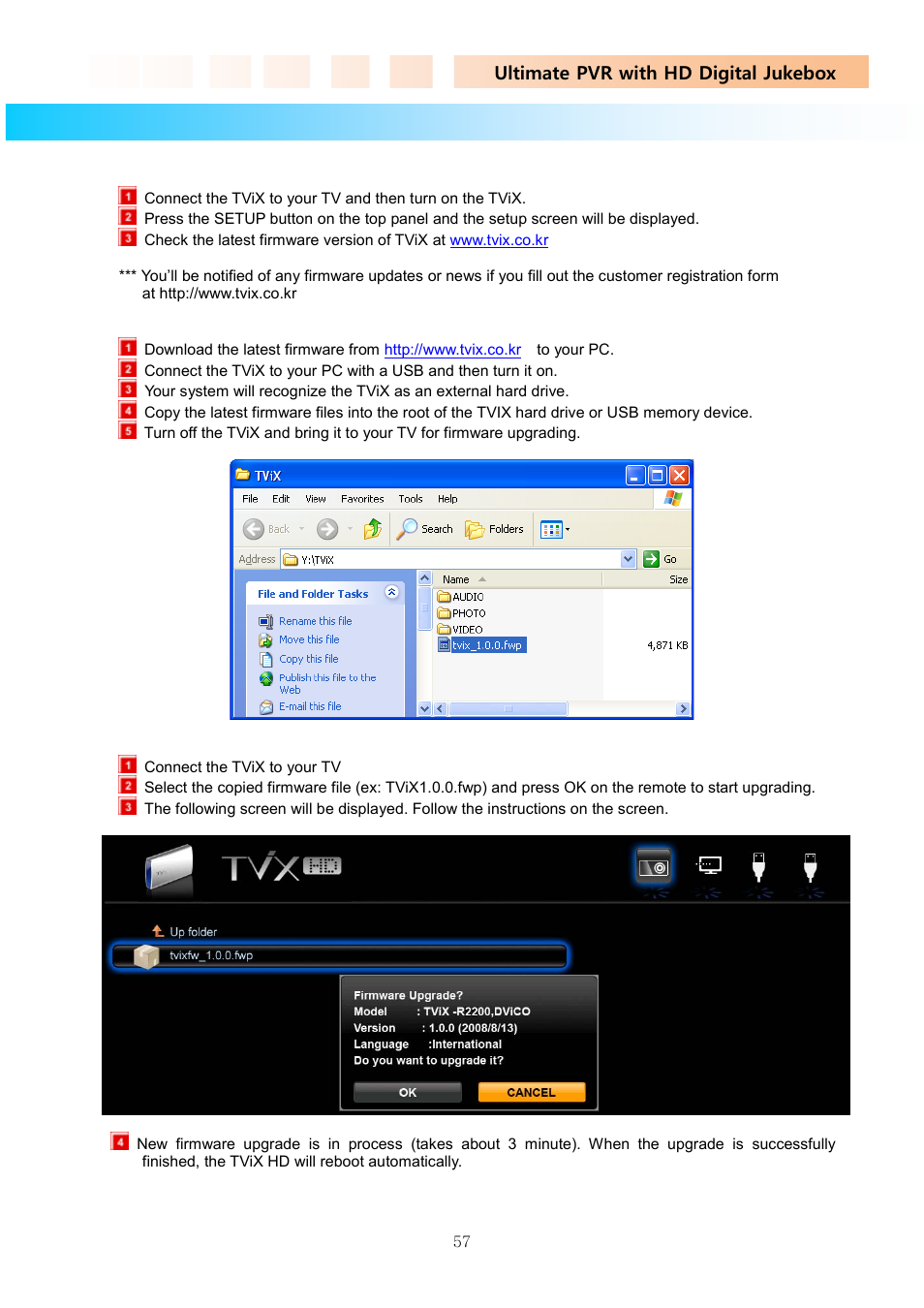 8 firmware upgrade | DVico TVIX PVR R-2230 User Manual | Page 57 / 68