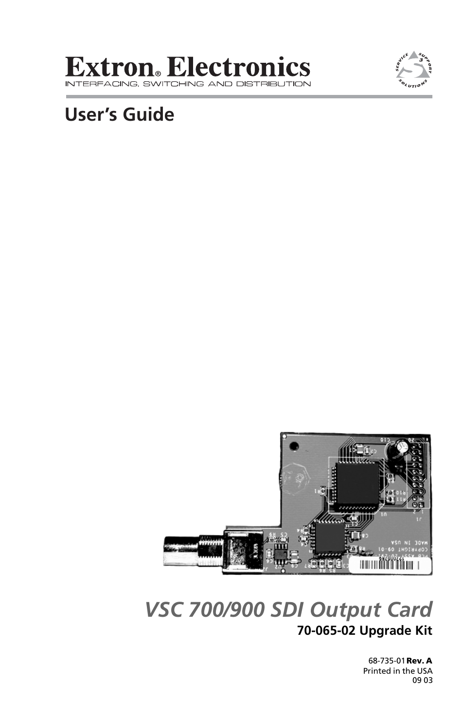 Extron Electronics VSC 700_900 SDI User Guide User Manual | 4 pages