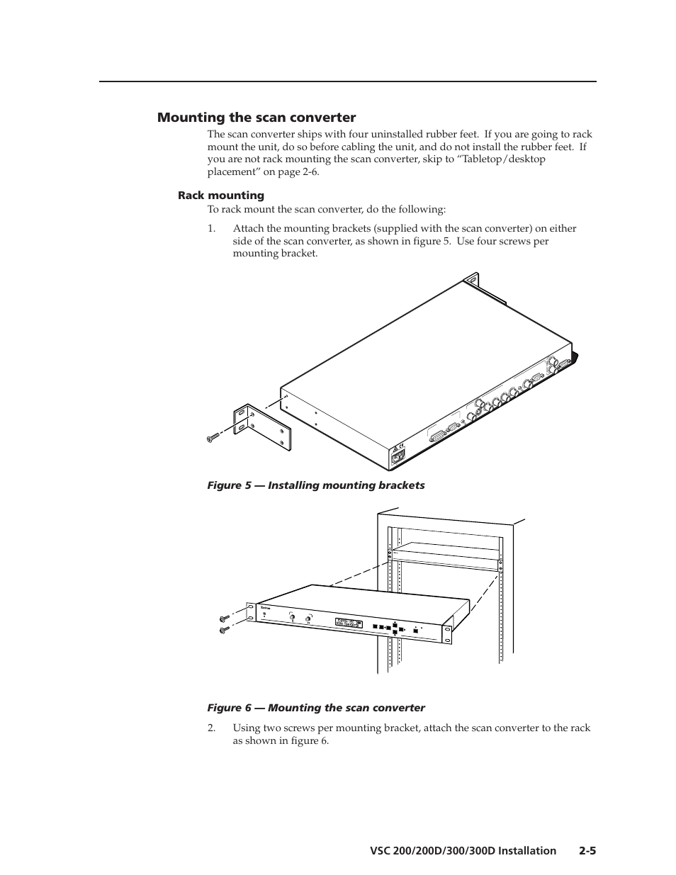 Mounting the scan converter, Rack mounting, Computer to v ideo scan con verter | Extron Electronics VSC 300_300D User Guide User Manual | Page 15 / 54