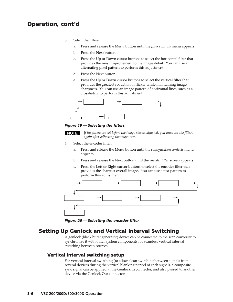 Operation, cont’d, Setting up genlock and vertical interval switching, Vertical interval switching setup | Extron Electronics VSC 300_300D User Guide User Manual | Page 26 / 54