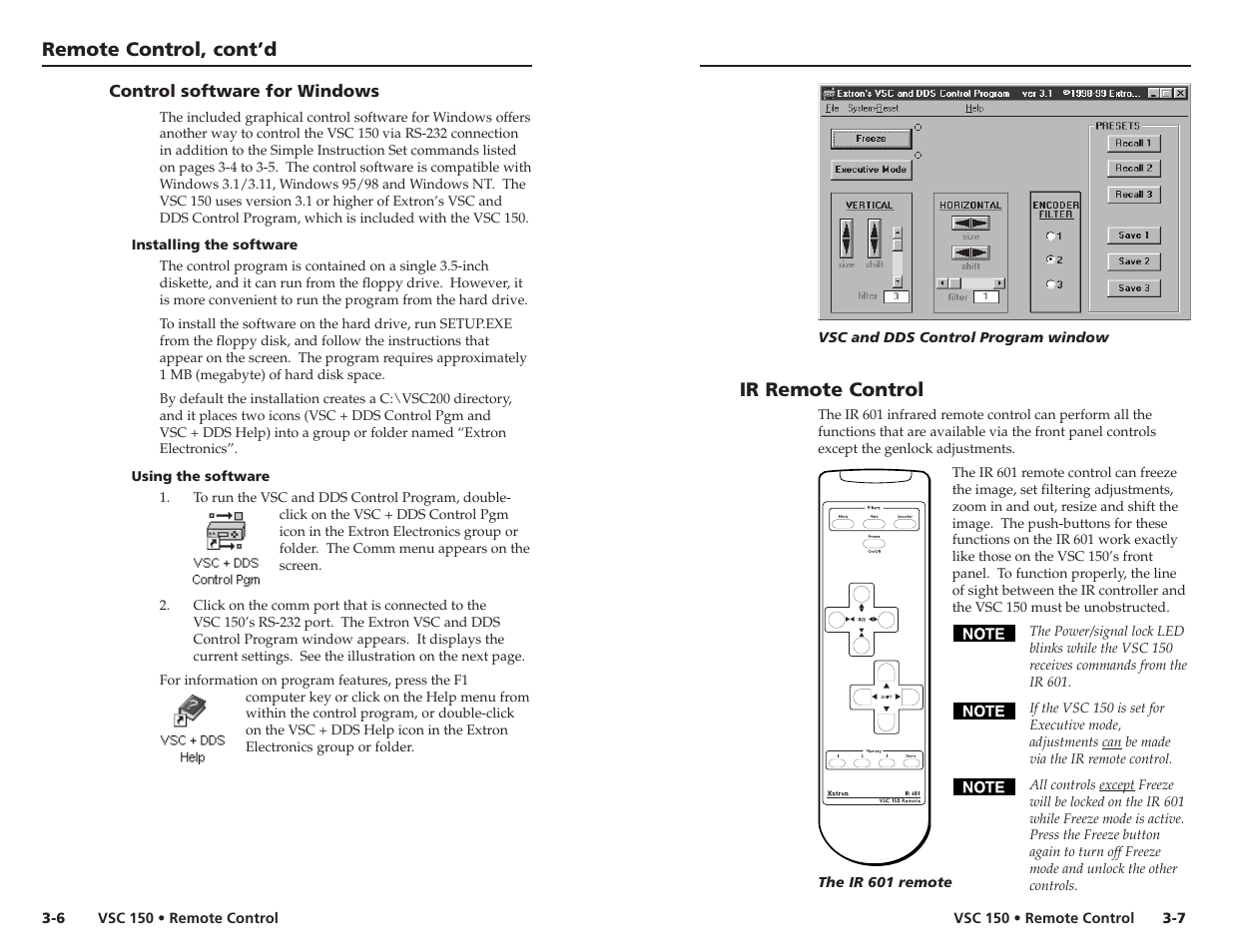 Remote control, cont’d ir remote control | Extron Electronics VSC 150 User Guide User Manual | Page 19 / 23
