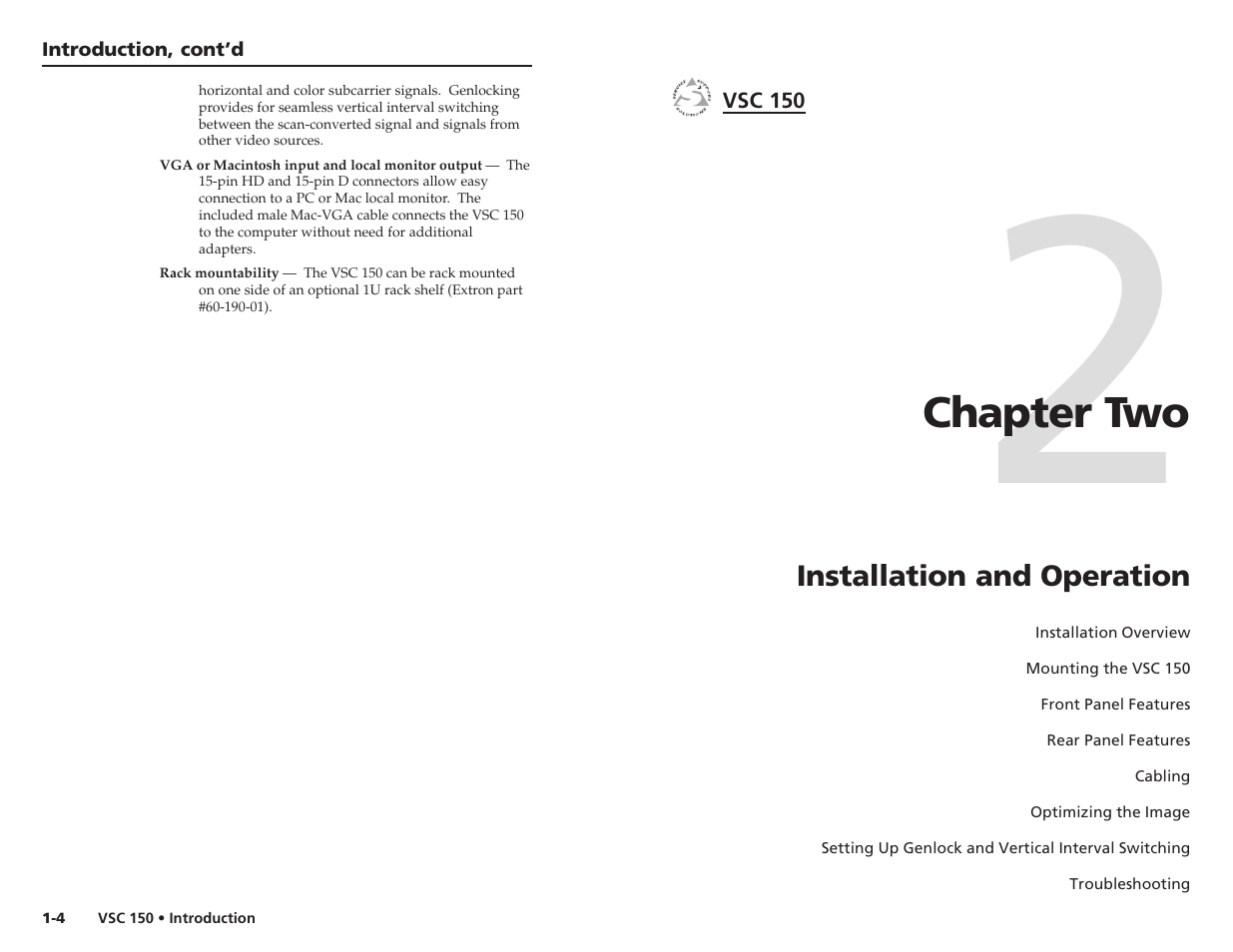 Chapter two | Extron Electronics VSC 150 User Guide User Manual | Page 6 / 23