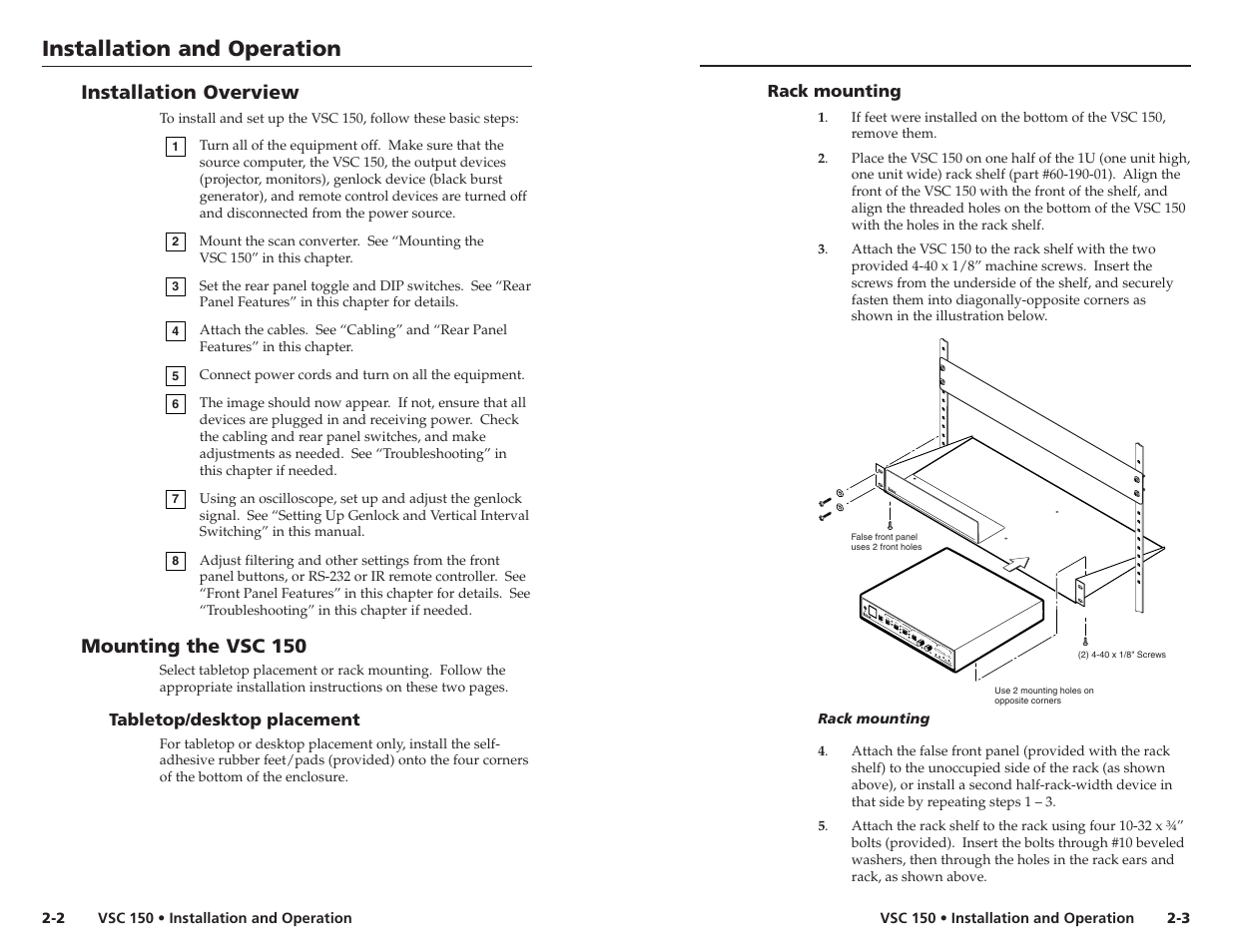 Installation and operation | Extron Electronics VSC 150 User Guide User Manual | Page 7 / 23