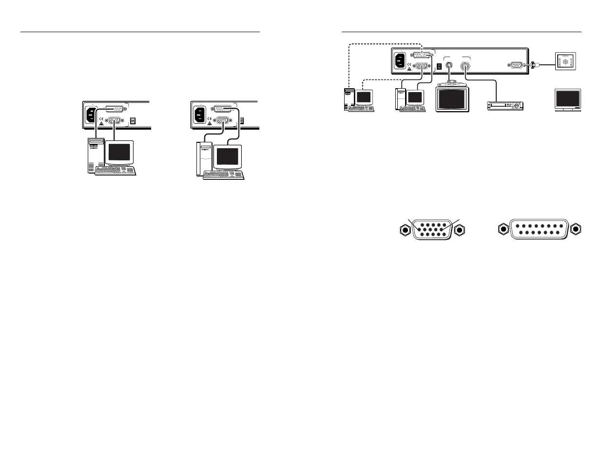 Installation and operation, cont’d, Mac-hv/vga cable connector pin assignments, Pc computer mac computer | Vsc 75 installation and operation, Figure 6 — a typical vsc 75 system application, Figure 5 — mac-vga cable local monitor connections | Extron Electronics VSC 75 User Guide User Manual | Page 10 / 19