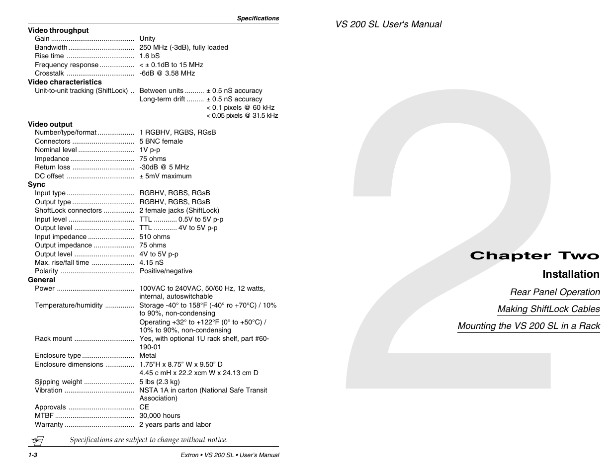 Extron Electronics VS 200 SL User Guide User Manual | Page 6 / 11