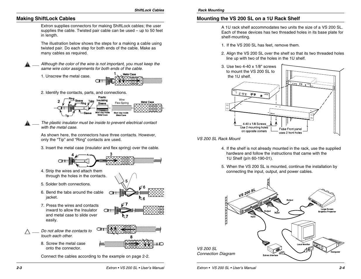 Extron Electronics VS 200 SL User Guide User Manual | Page 8 / 11