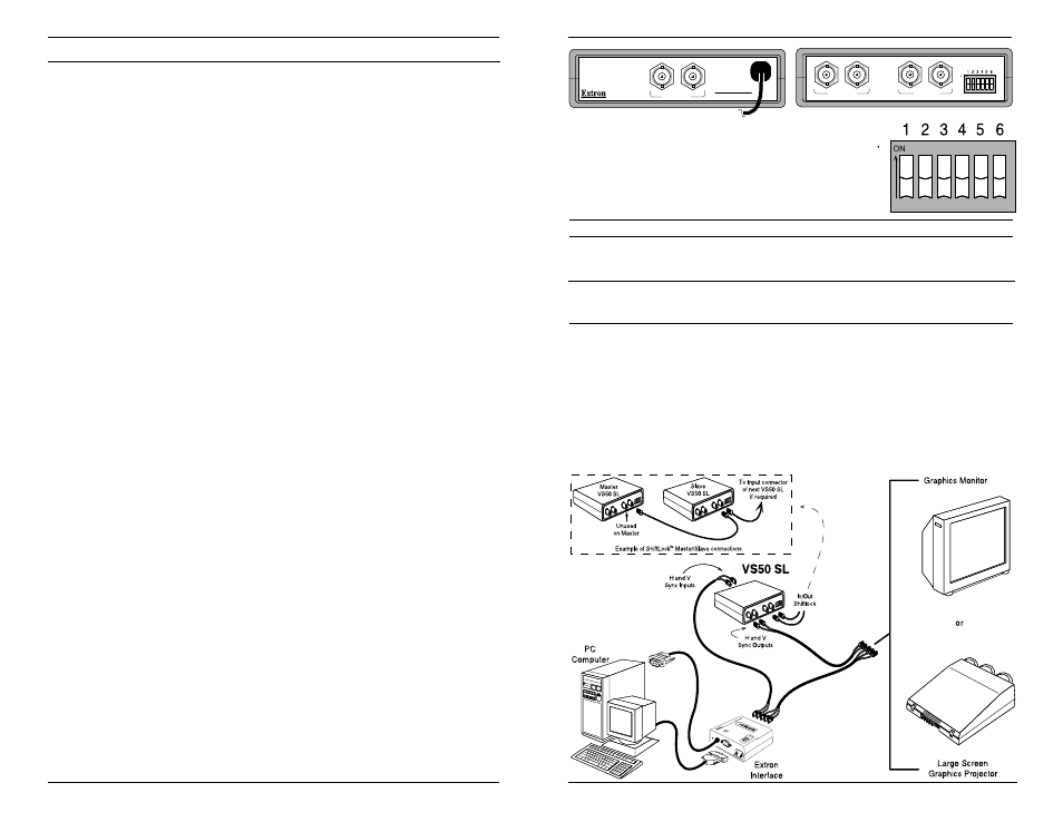 Tm on, Ideo, Hift with | Hift, Dip switch setting, Videoshift, Shiftlock, Vs50 sl operation | Extron Electronics VS50 SL User Guide User Manual | Page 2 / 2