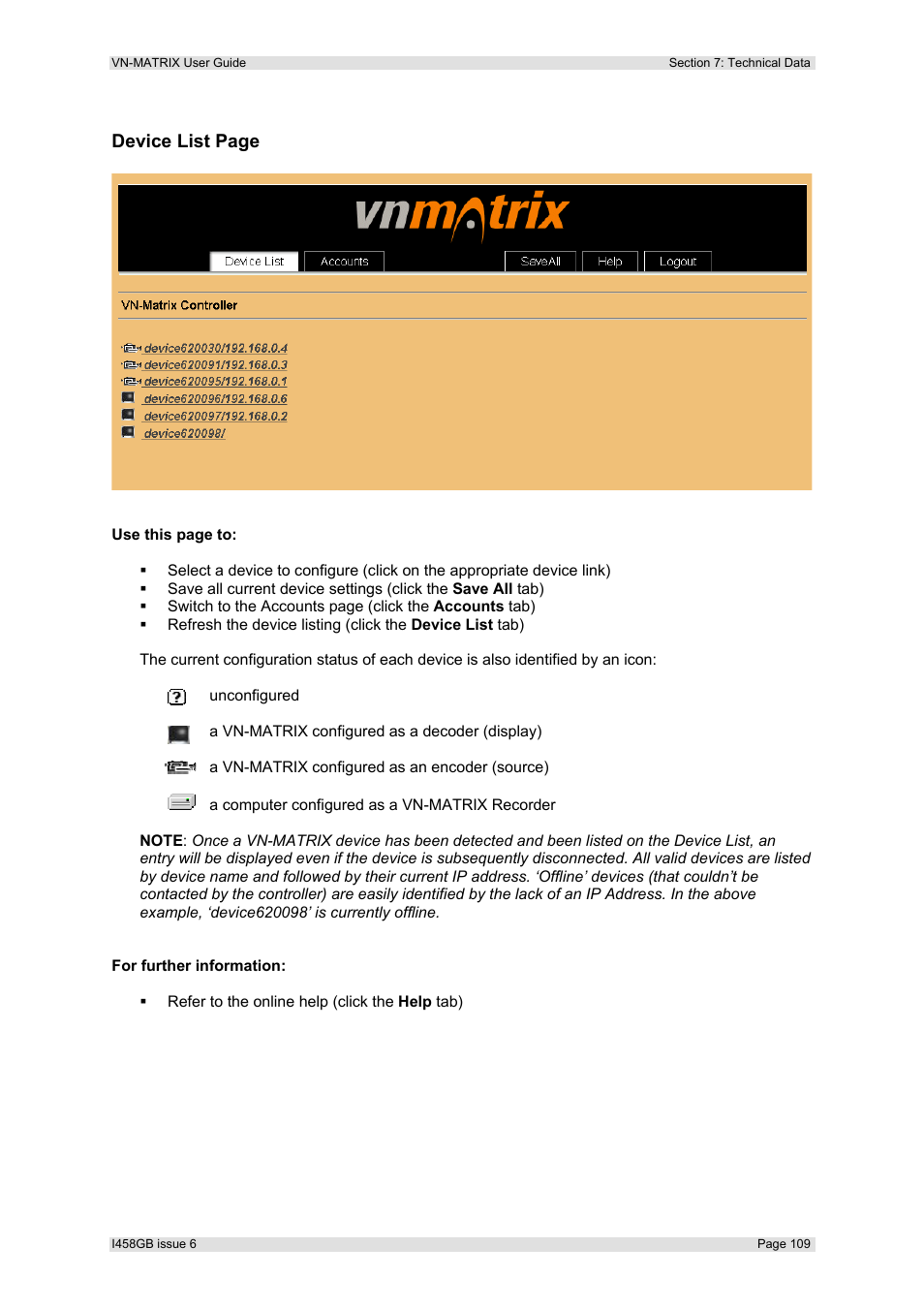 Device list page | Extron Electronics VN-MATRIX User Guide User Manual | Page 109 / 138