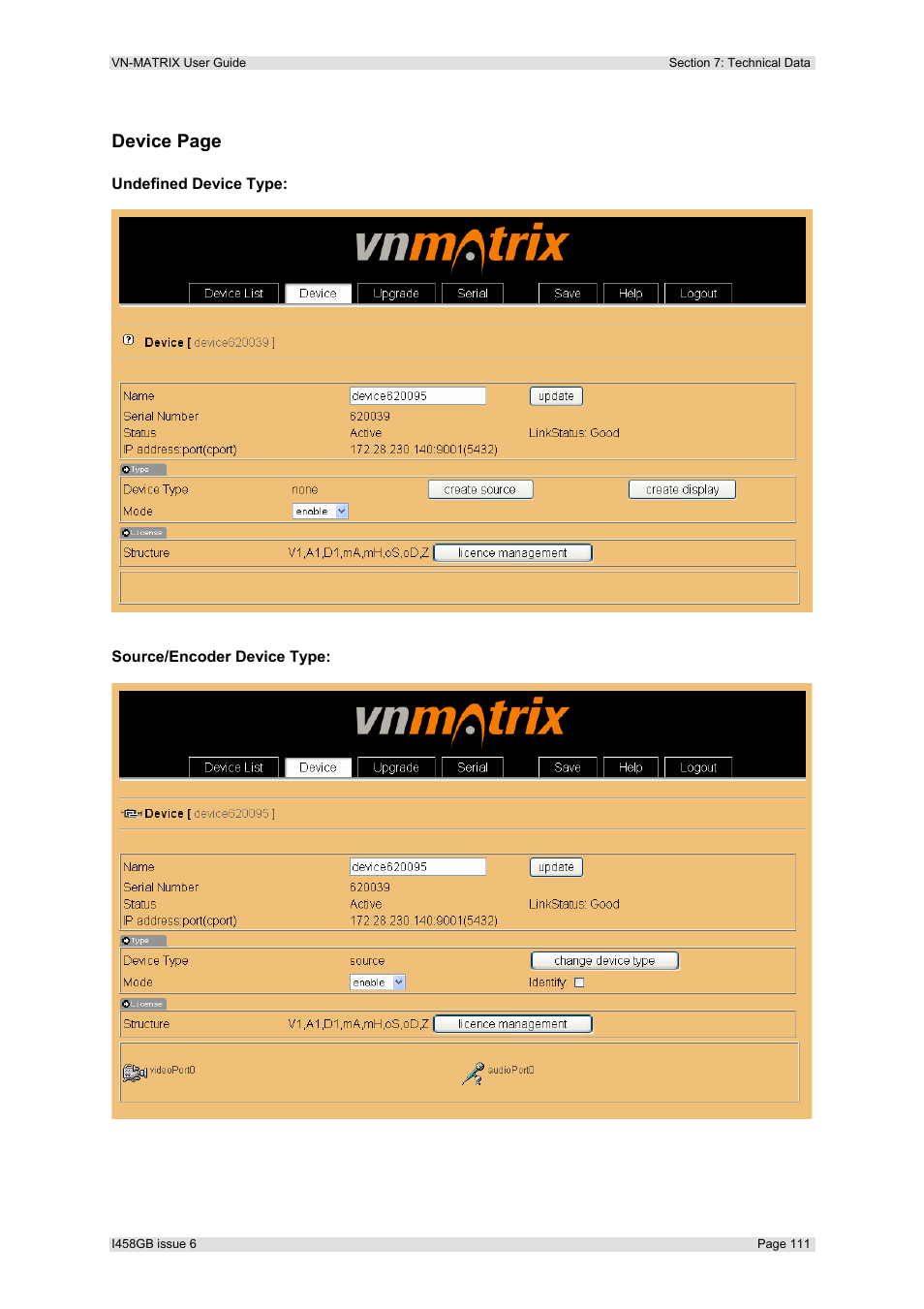 Device page | Extron Electronics VN-MATRIX User Guide User Manual | Page 111 / 138