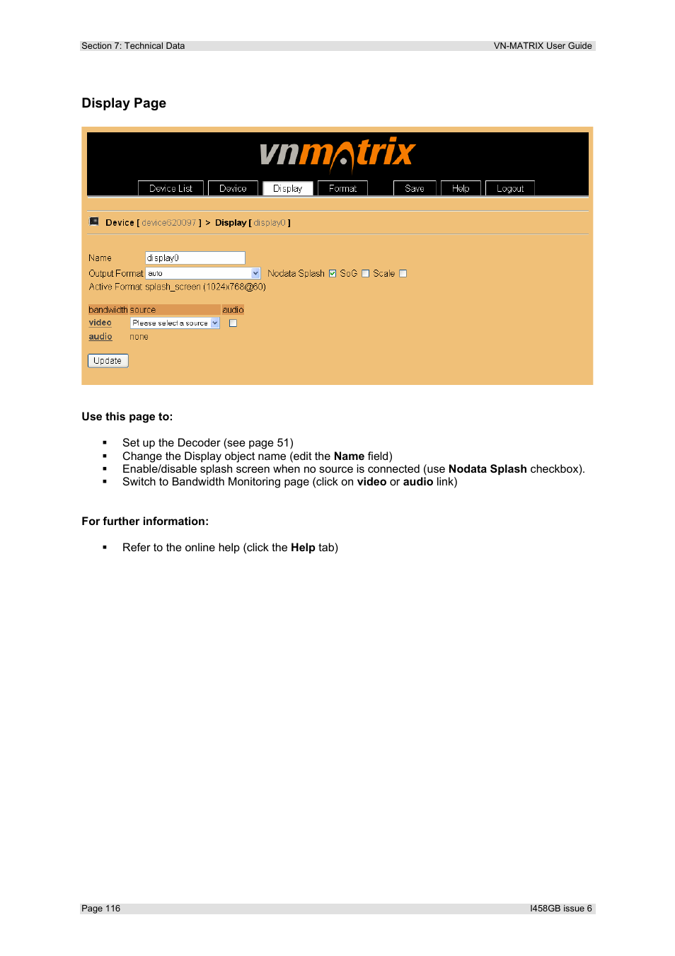 Display page | Extron Electronics VN-MATRIX User Guide User Manual | Page 116 / 138