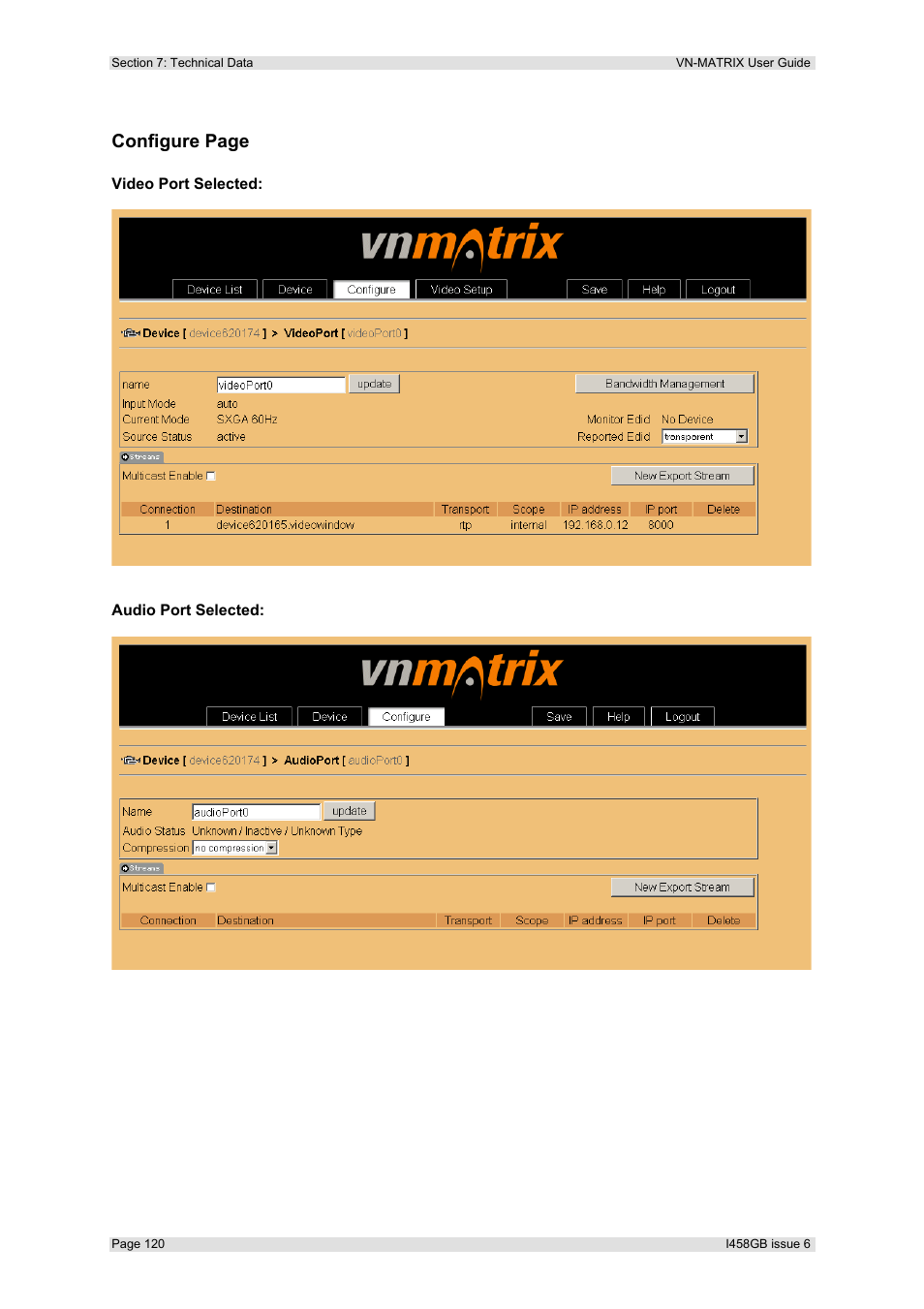 Configure page | Extron Electronics VN-MATRIX User Guide User Manual | Page 120 / 138