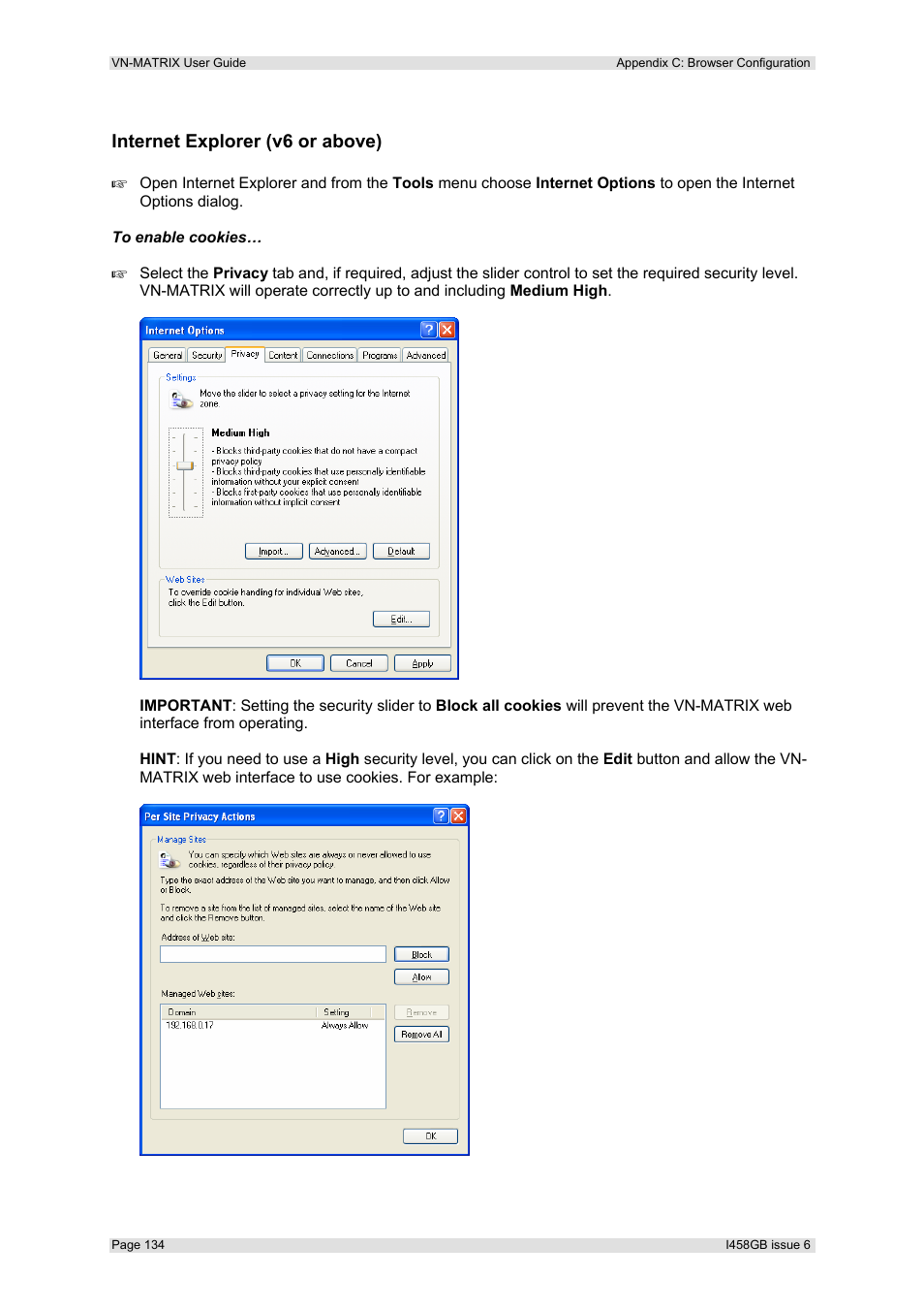 Internet explorer (v6 or above) | Extron Electronics VN-MATRIX User Guide User Manual | Page 134 / 138