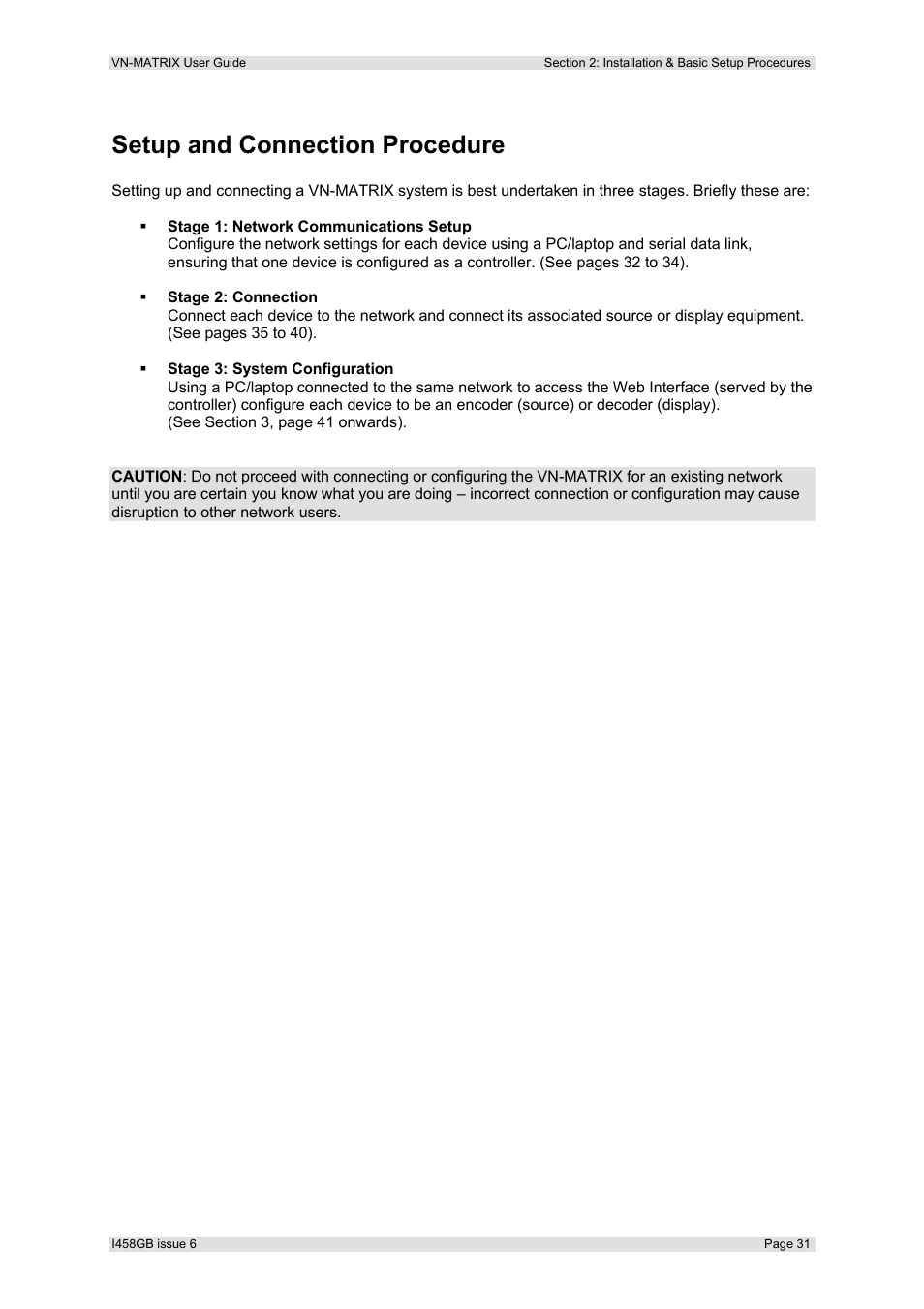 Setup and connection procedure | Extron Electronics VN-MATRIX User Guide User Manual | Page 31 / 138