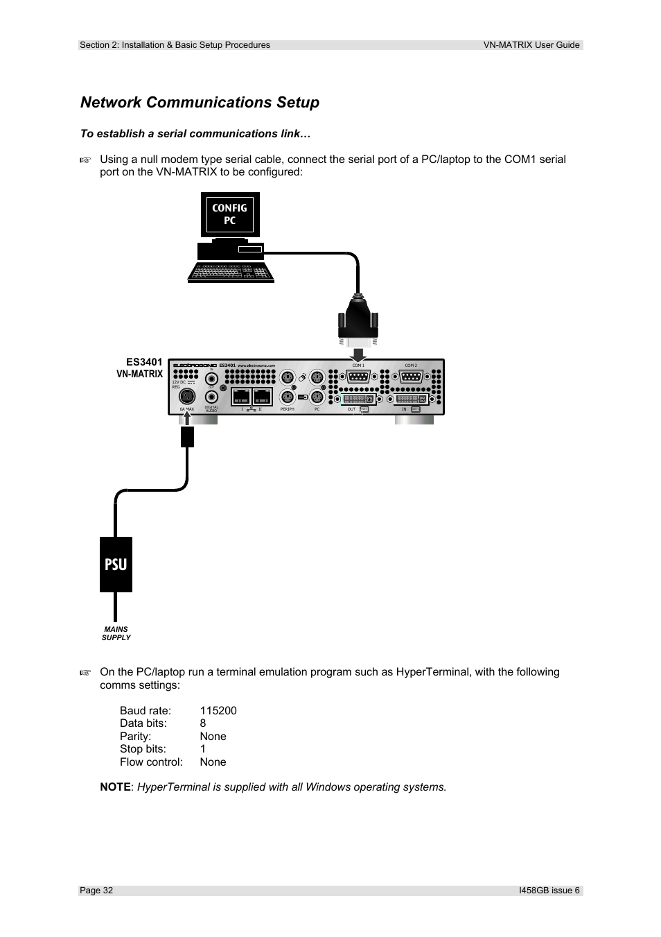 Network communications setup | Extron Electronics VN-MATRIX User Guide User Manual | Page 32 / 138