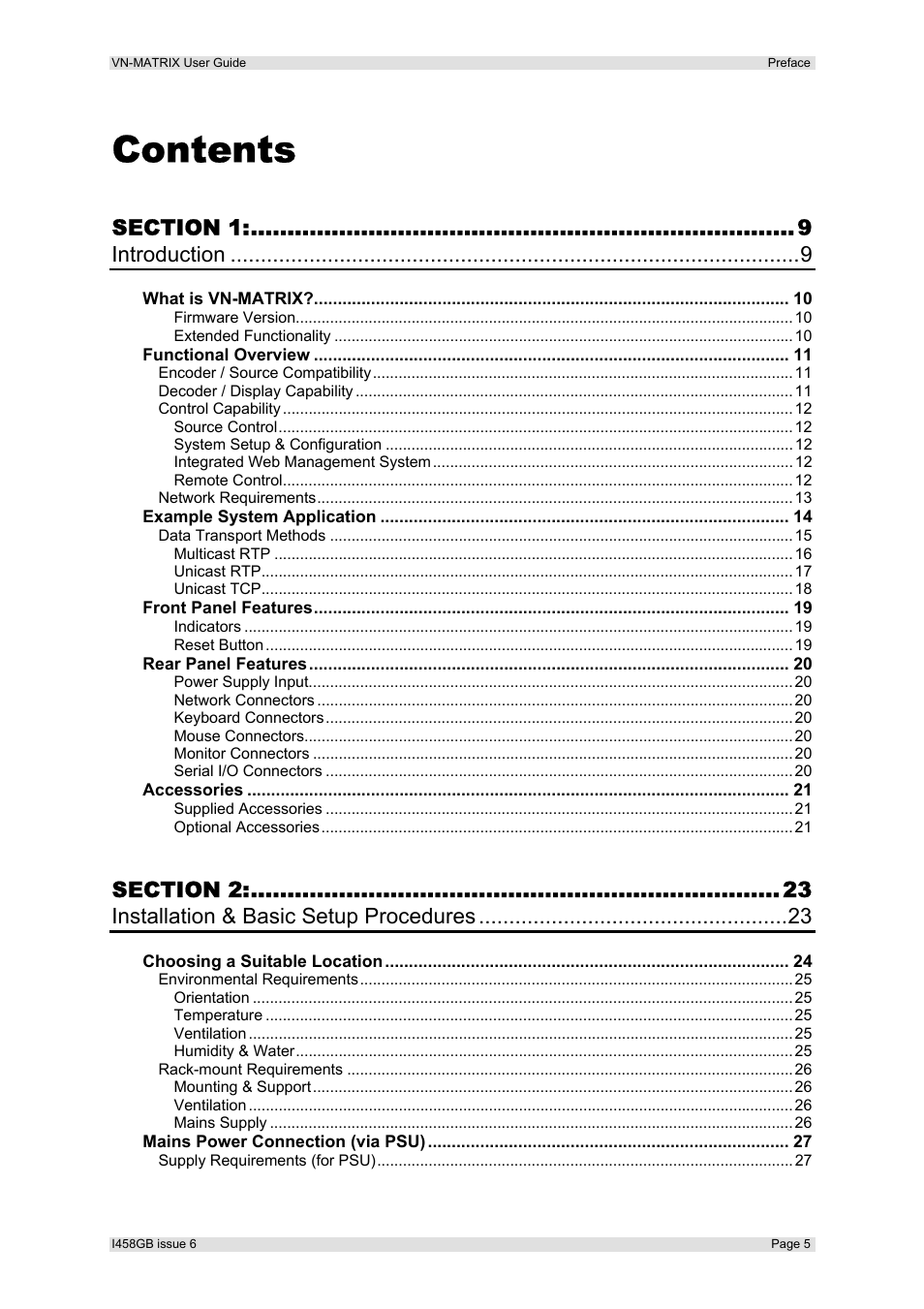 Extron Electronics VN-MATRIX User Guide User Manual | Page 5 / 138