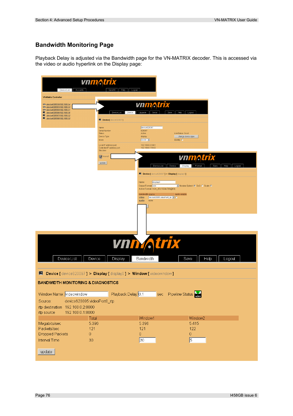 Bandwidth monitoring page | Extron Electronics VN-MATRIX User Guide User Manual | Page 76 / 138