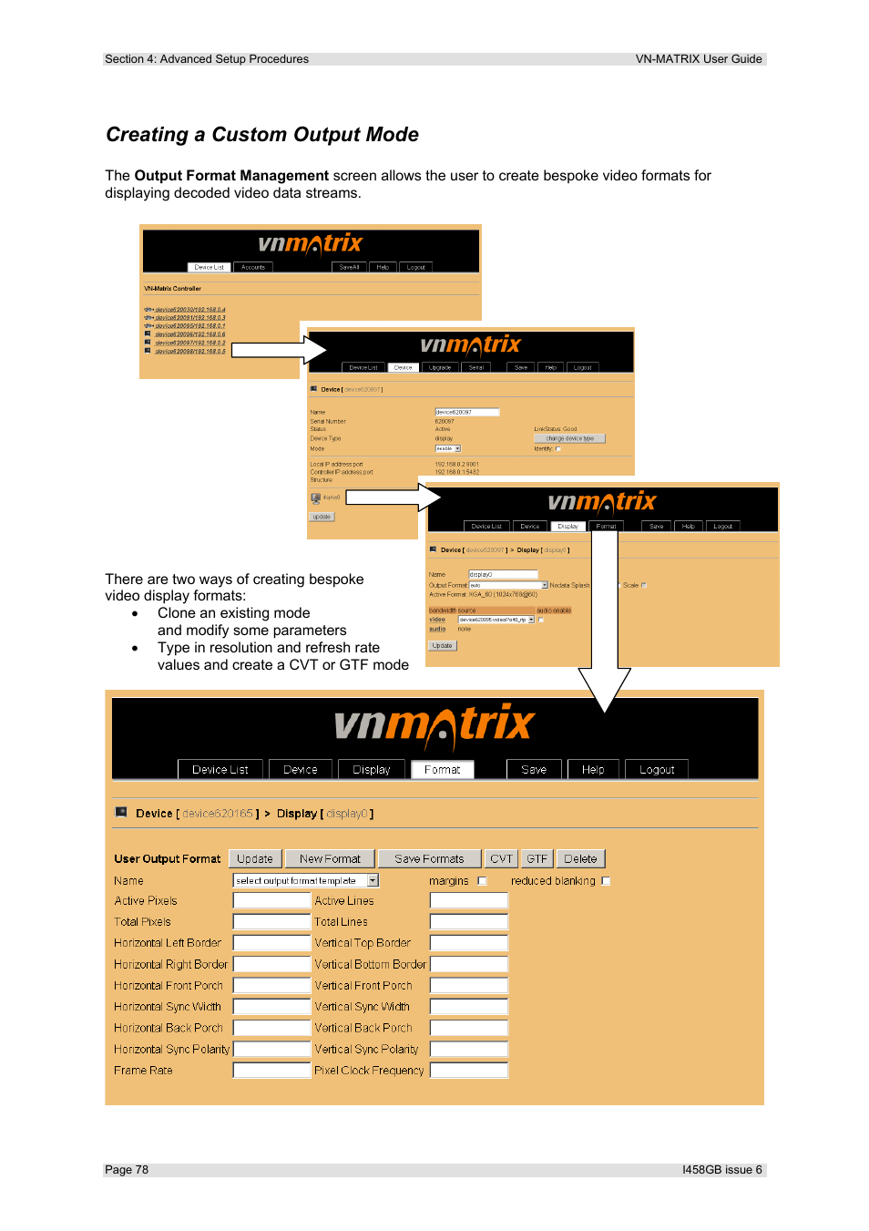 Creating a custom output mode | Extron Electronics VN-MATRIX User Guide User Manual | Page 78 / 138