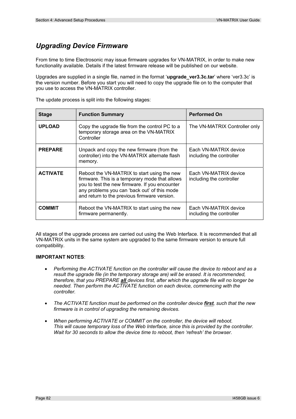 Upgrading device firmware | Extron Electronics VN-MATRIX User Guide User Manual | Page 82 / 138