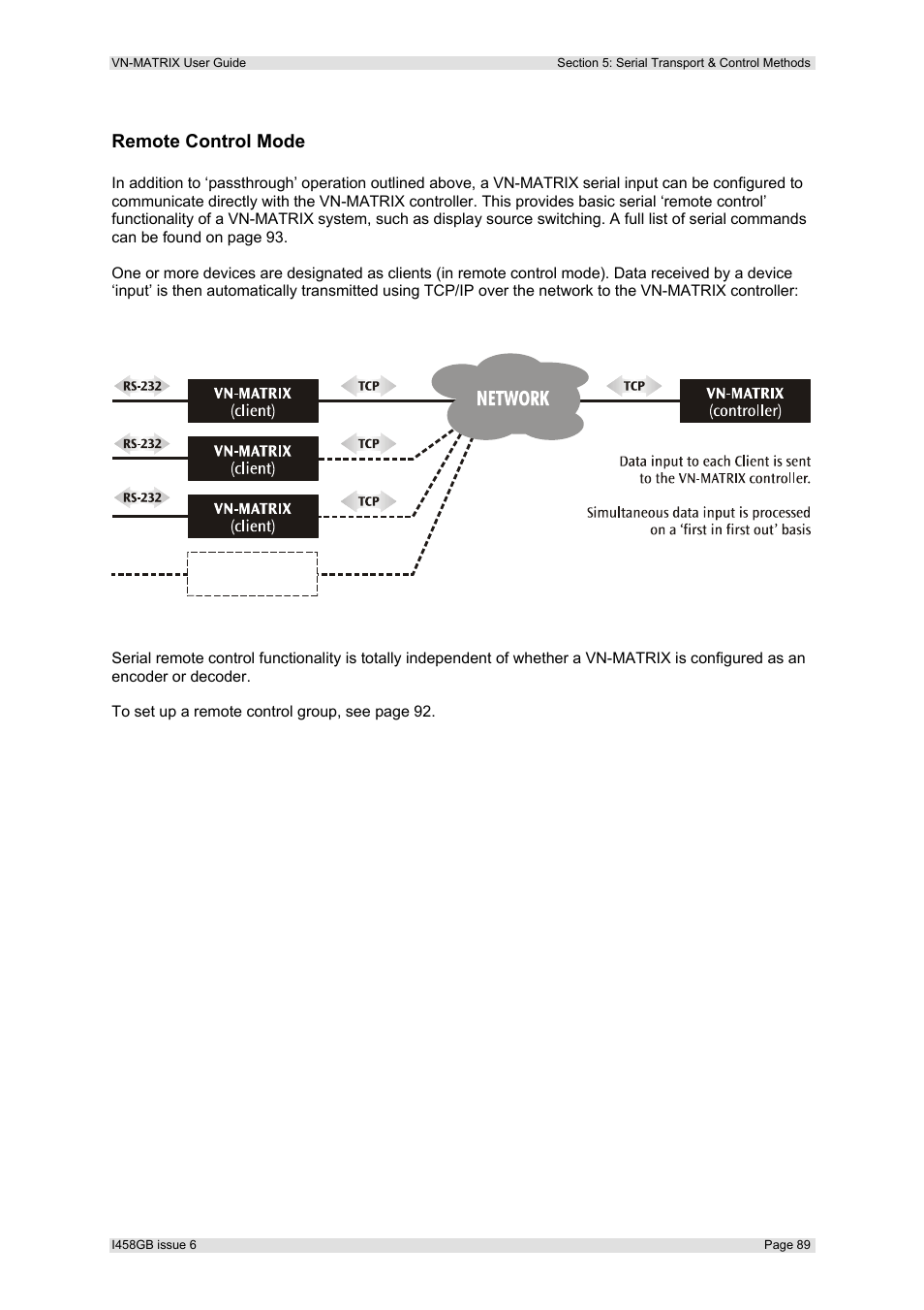 Remote control mode | Extron Electronics VN-MATRIX User Guide User Manual | Page 89 / 138