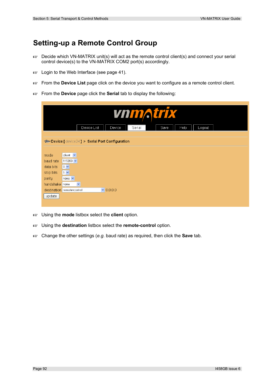 Setting-up a remote control group | Extron Electronics VN-MATRIX User Guide User Manual | Page 92 / 138