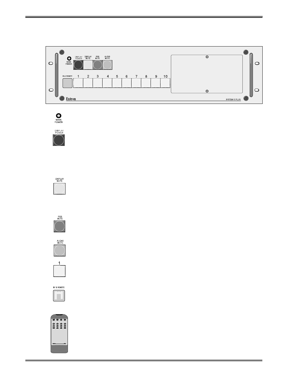 Front panel buttons and indicators | Extron Electronics System 8_10 Plus User Manual | Page 37 / 78