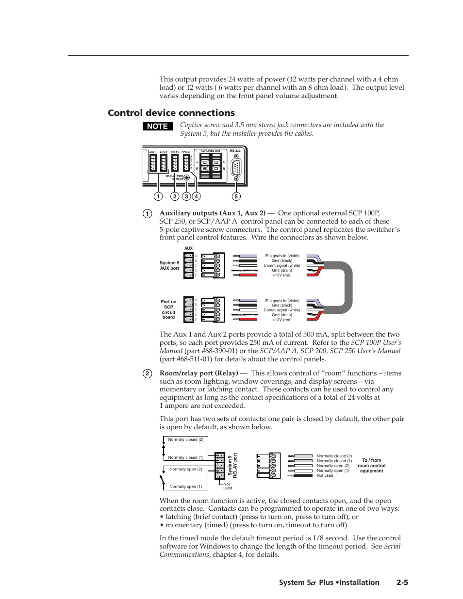 Control device connections | Extron Electronics System 5cr Plus User Manual | Page 19 / 46