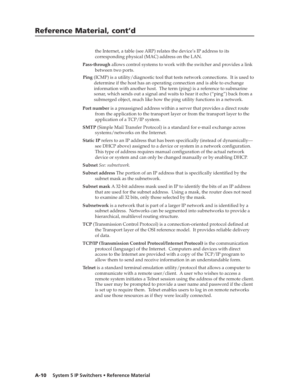 Preliminar y, Reference material, cont’d | Extron Electronics System 5 IP Series User Guide User Manual | Page 116 / 126